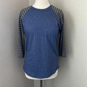 LULAROE blue and grey striped randy top